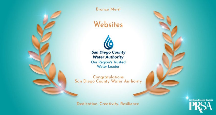 The Water Authority's Water News Network won a Bronze Bernays Award from the Public Relations Society of America San Diego/Imperial Chapter.