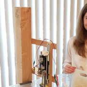 Students-Student displays science and engineering fair project