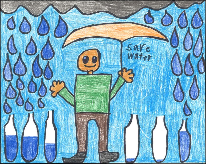 Third place winner Matthew Potter depicts rainfall as a precious water resource.