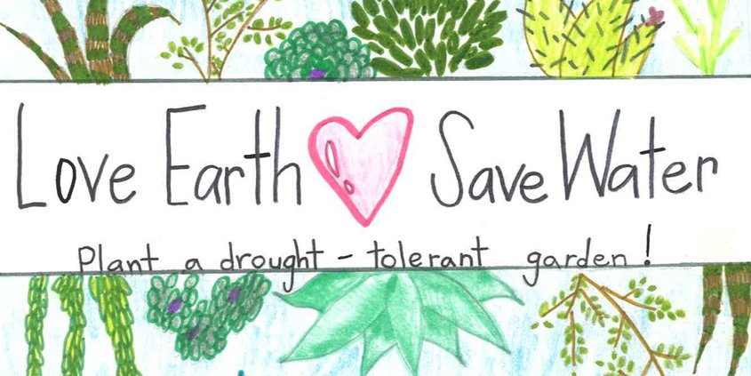 Student poster contest winner Emaline Kennedy illustrated her entry with low water use plants. Photo: Vista Irrigation District Contests