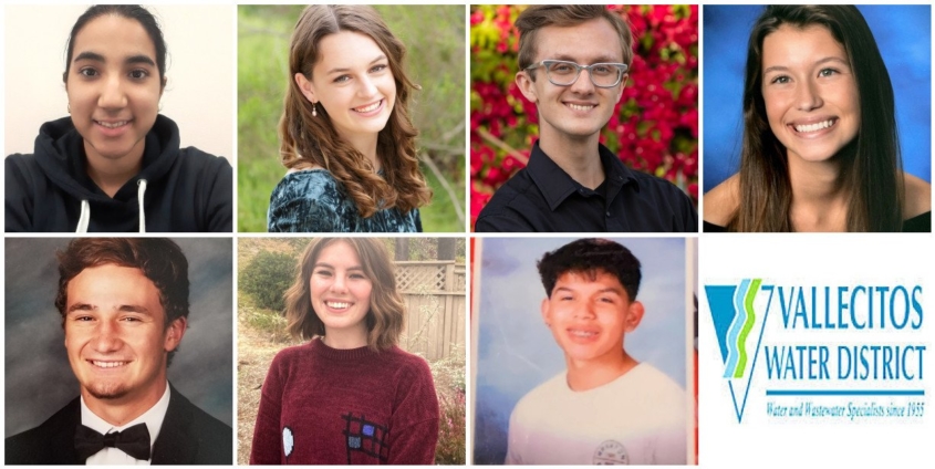 Vista Irrigation District Scholarship winners in 2021 include (Top Row, L to R) Kulpreet Chhoker, Kylie Konyn, Anthony Jones, Delanee Haskins; Second Row, (L to R): Colby Rafail, Malia Leonard, John Ramirez. Not pictured:  Izak Bunda. Photo: Vista Irrigation District