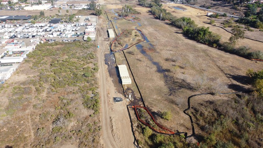 The San Marcos Interceptor project required special mitigating measures and biological monitoring for construction during bird nesting season between February 15 and September 15 along San Marcos Creek. Photo: Vallecitos Water District