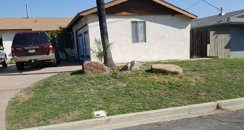 Frank Edward'a home before his award-winning landscape. Photo: Padre Dam Landscape Makeover