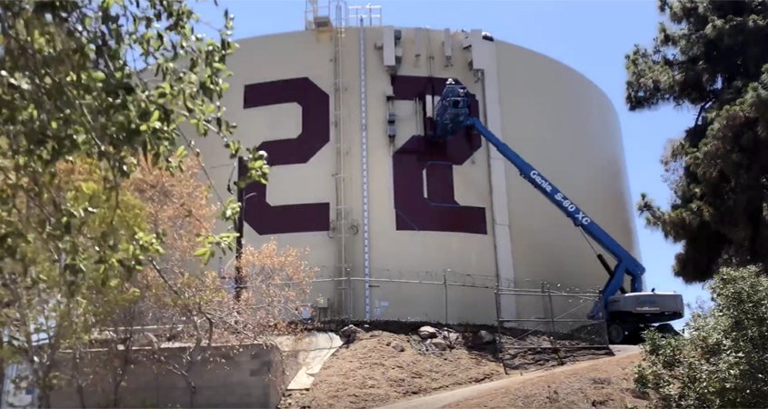 Fallbrook PUD recently completed the annual painting of Rattlesnake Tank to salute the Class of 2022. Photo: Fallbrook PUD