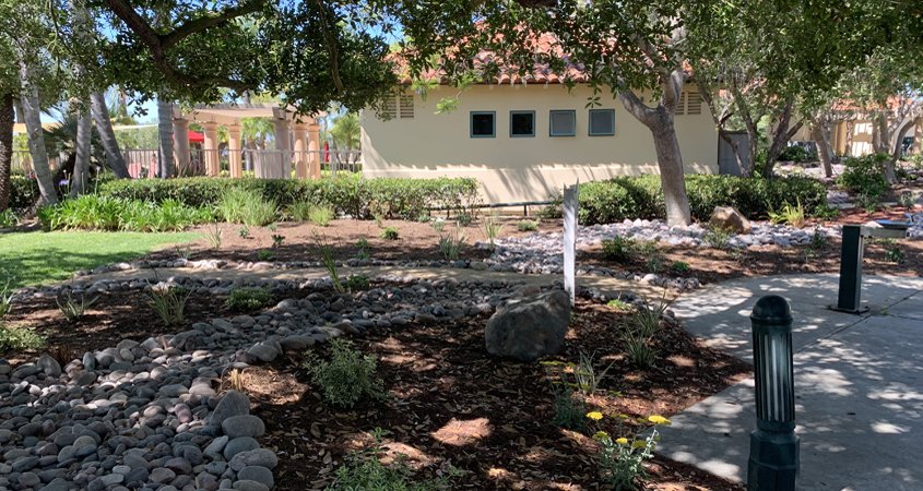 A clubhouse renovation-HOA-Vallecitos Water District-Water ConservationterSmart landscape upgrade at an Escondido community. Photo: Vallecitos Water District