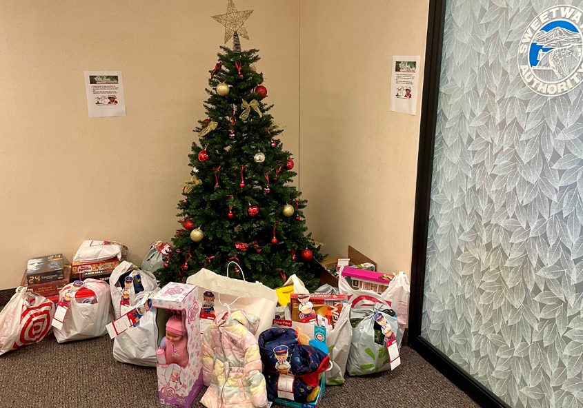 Sweetwater Authority employees collected toys for a familu through the Salvation Army's Angel Tree program. Photo: Sweetwater Authority Workers embrace holiday giving