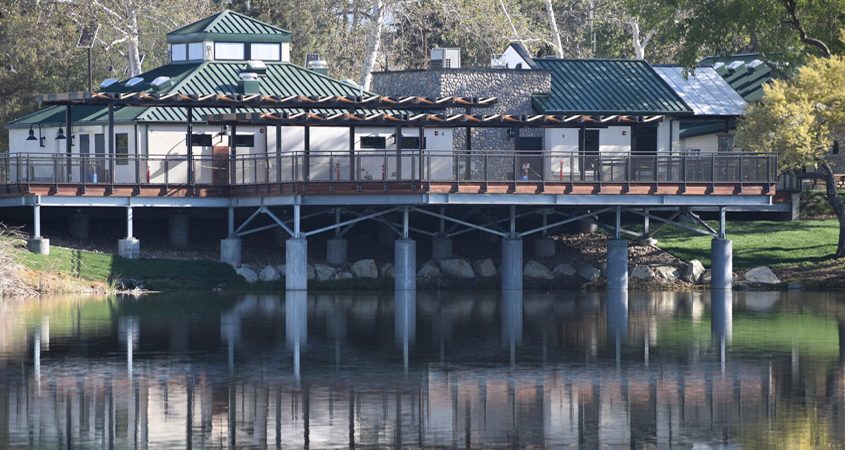 The popular dining deck at award-winning Santee Lakes. Photo: Padre Dam Municipal Water District