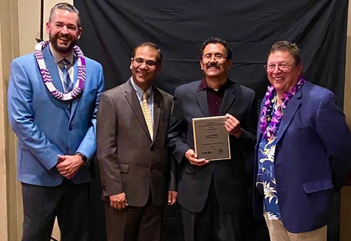 Jorge Huitron (second from right) receives his award as Laboratory Person of the Year. Photo: City of Escondido wastewater industry awards