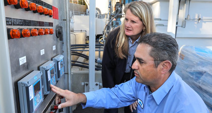 Multiple awards-Vallecitos Water District-Dawn McDougle, recently retired supervisor at the Meadowlark Water Reclamation Facility, and her successor, Matt Wiese. Photo: Vallecitos Water District multiple industry awards