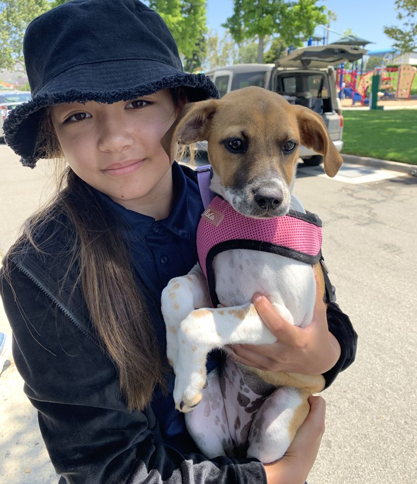 Allie Uribe with her new puppy, Patsy. Photo: Vallecitos Water District