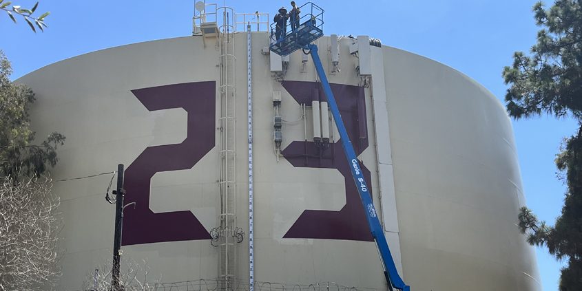 Fallbrook Public Utility District changes the painted numbers on its Rattlesnake Tank to reflect the year incoming seniors at Fallbrook High School will graduate. Photo: Fallbrook Public Utility District