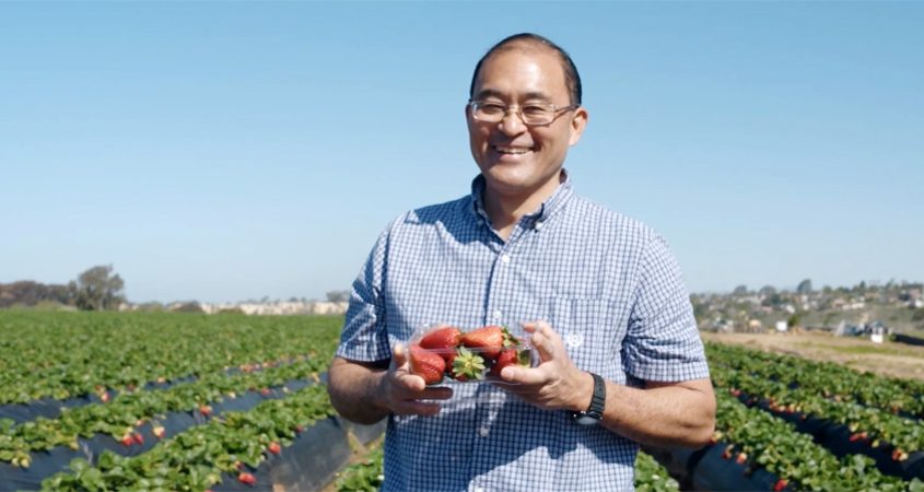 Third generation Oceanside strawberry grower Neil Nagata of Nagata Brothers Farms is the 2021 San Diego County Farm Bureau Farmer of the Year. Photo: California Strawberry Commission