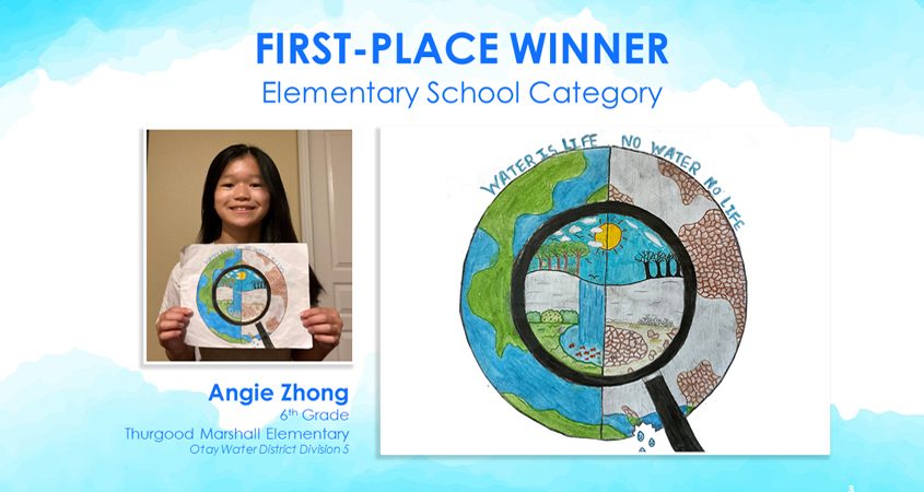 First place, elementary school: Angie Zhong, sixth grade, Thurgood Marshall Elementary School. Photo: Otay Water District
