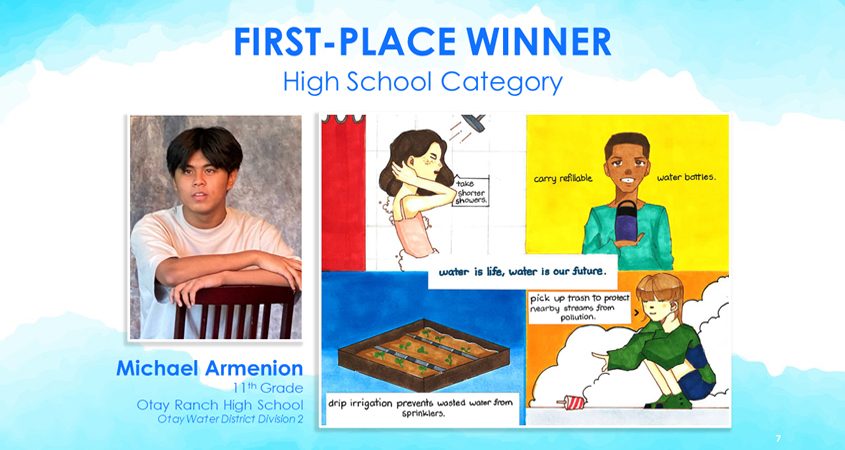 First place in 2022 in the high school category: Michael Armenion, eleventh grade, Otay Ranch High School. Photo: Otay Water District Otay Poster Contest