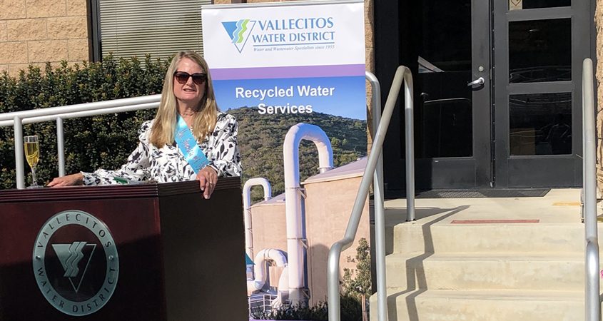 The Vallecitos Water District honored Dawn McDougle by naming the administration building at its Meadowlark Reclamation Facility in her honor. Photo: Vallecitos Water District Dawn McDougle honored