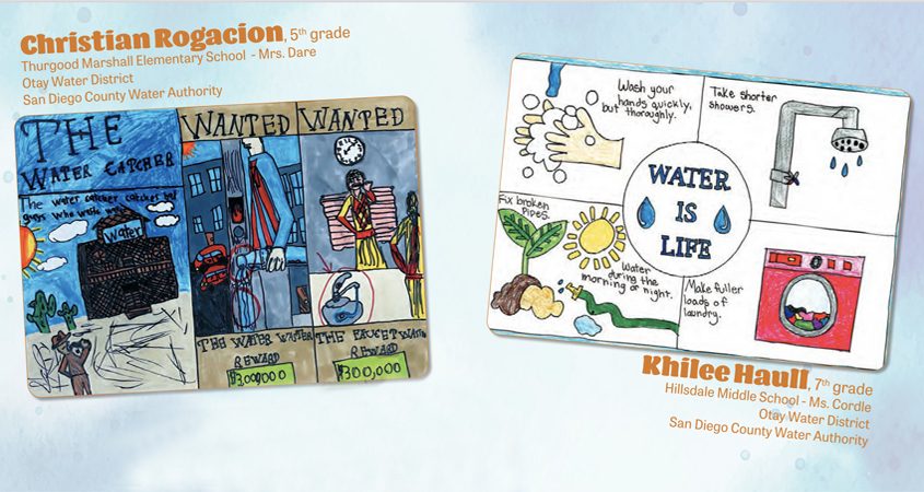 Two student artists representing the Otay Water District are among the 37 Southern California students whose artwork will appear in the 2023 “Water Is Life” Student Art Calendar. Photo: MWD student artwork