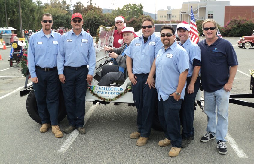 The 1946 Jeep served the District for decades. It became a favorite public outreach tool, appearing in parades and public events in the District. It made its final apperance i the 2010 San Marcos Christmas Parade. Photo: Vallecitos Water District History on wheels