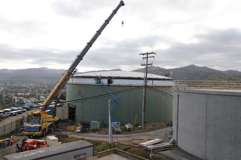 The height of the larger tank was extended by five feet to improve the tank’s performance and safety in an earthquake, especially to protect nearby neighborhoods. Photo: Helix Water District