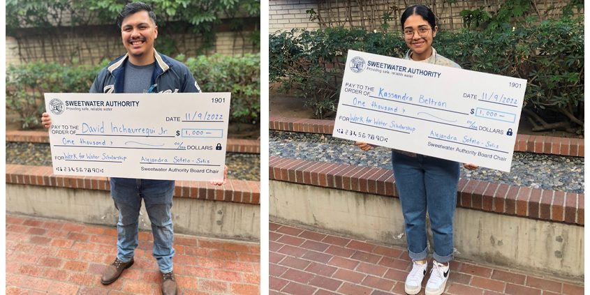 The Sweetwater Authority Governing Board awarded the 2022 Work for Water Scholarship to two local students: David Inchaurregui Jr. of Chula Vista and Kassandra Beltran of National City. Photos: Sweetwater Authority 2024 scholarship applications