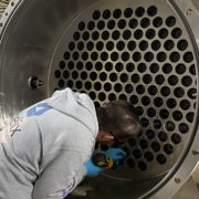 Helix Water District SCADA/ Instrumentation/Electrical Technician Joshua Smith works on an ozone generator at the district’s R.M. Levy Water Treatment Plant in Lakeside. Photo: Helix Water District