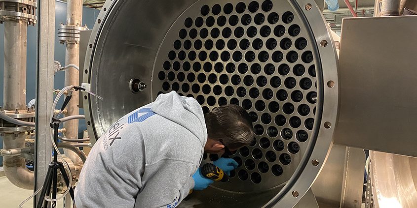Helix Water District SCADA/ Instrumentation/Electrical Technician Joshua Smith works on an ozone generator at the district’s R.M. Levy Water Treatment Plant in Lakeside. Photo: Helix Water District