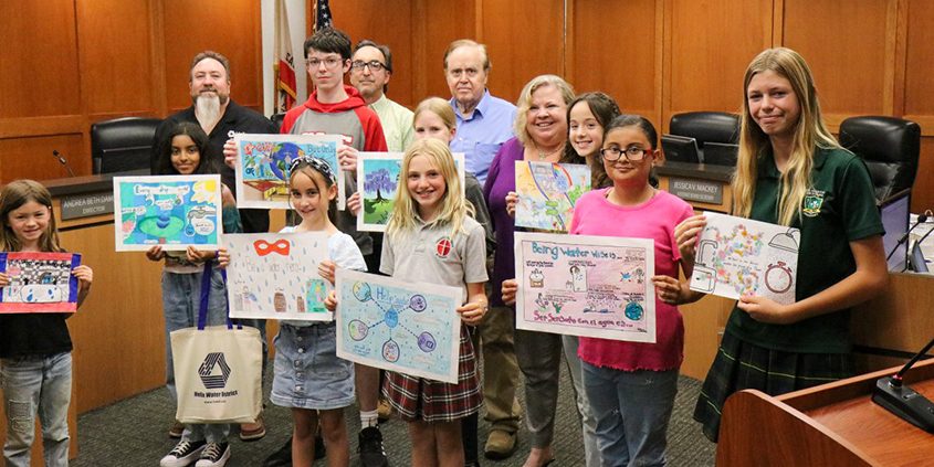 Winning students in the 2023 Helix Poster Contest were honored at the May Board of Directors meeting. Photo: Helix Water District student