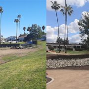 Before and after views of the Lake San Marocs Mall III Homeowners Association makeover. Photo: Vallecitos Water District makeover conserves water