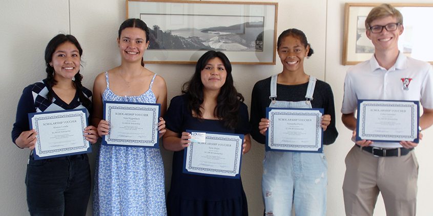Vista Irrigation District scholarship winners (left to right): Monica Lozada, Naia Riggenbach, Sarai Rojas, Samantha Harris, Colin Gastauer. (Not pictured: Riley Robbins) Photo: Vista Irrigation District. 2024 scholarship