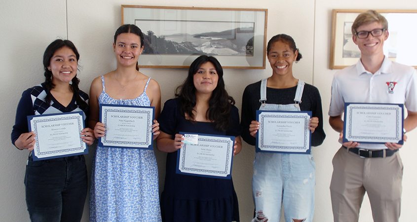 Vista Irrigation District scholarship winners (left to right): Monica Lozada, Naia Riggenbach, Sarai Rojas, Samantha Harris, Colin Gastauer. (Not pictured: Riley Robbins) Photo: Vista Irrigation District. 2024 scholarship