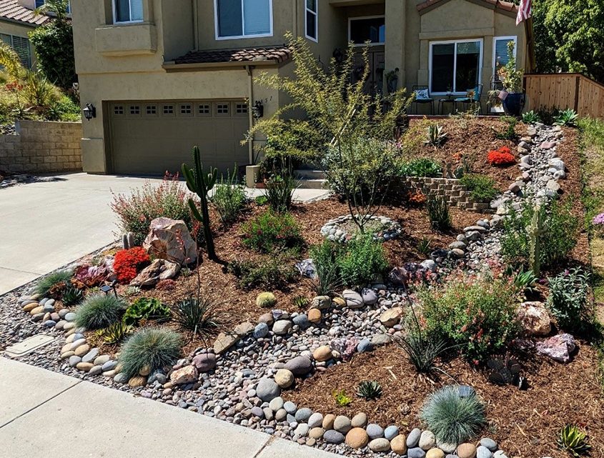 The dry riverbed feature helps capture and retain rainfall. Photo: City of Escondido Nifty Fifty