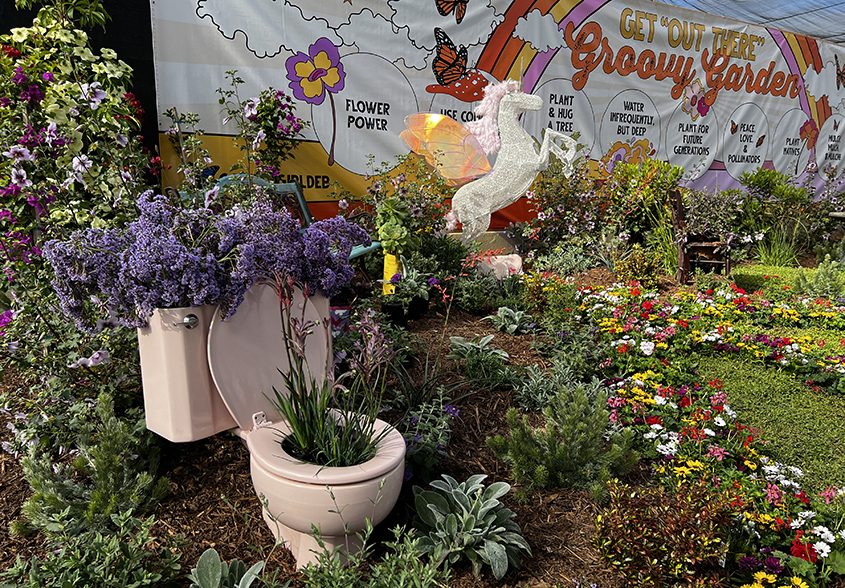 Water Authority Water Resource Specialist Debby Dunn's "Groovy Garden" exhibit won the Edgar Engert Educational Merit award. Photo: Debby Dunn