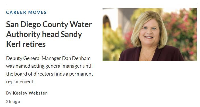 Sandra Kerl-Retires-San Diego County Water Authority