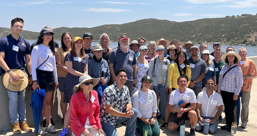 The San Diego County Water Authority’s award-winning Citizens Water Academy kicked off its first class since 2020. Participants are at the top of Olivenhain Dam. Photo: San Diego County Water Authority