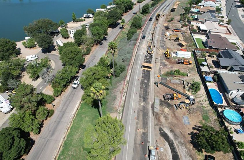 Pipeline construction along Fanita Parkway north of Santee Lakes. Photo: East County Advanced Water Purification