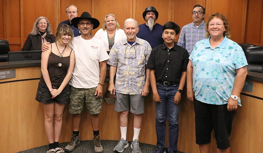 The Helix Water District board recognized the 2023 Lake Jennings Photo Contest winners at its September meeting. Back row (L to R): Board members Andrea Beth Damsky, Dan McMillan, Kathleen Coates Hedberg, Joel Scalzitti, Mark Gracyk. Front row (L to R): Chaylee Gregory, Billy Ortiz, Charles Ham, Aaron D’Souza, Debra Colwell. Photo: Helix Water District