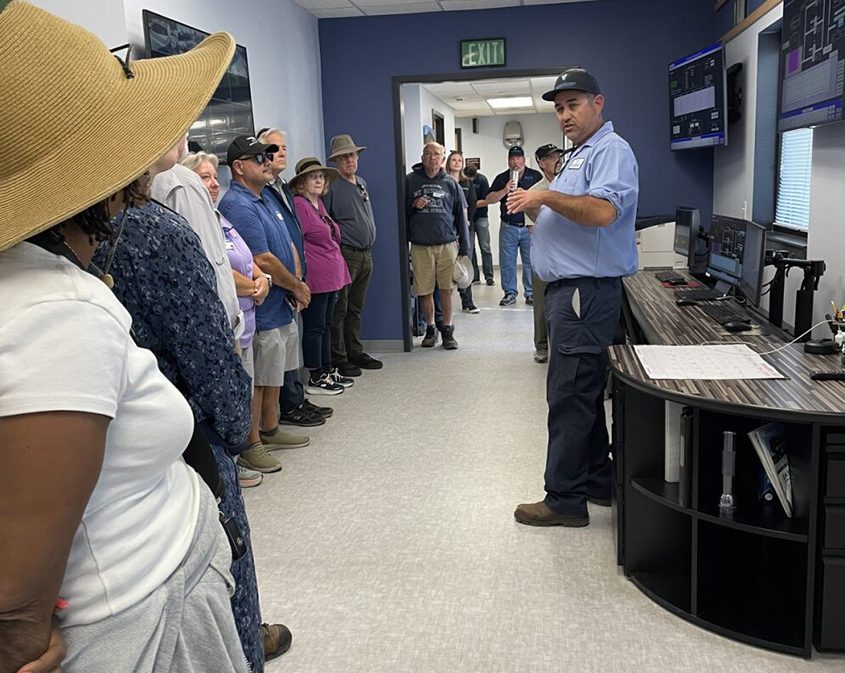 Wastewater Treatment Plant Supervisor Matt Wiese explains how staff monitor functions at the Meadowlark Water Reclamation Facility. Photo: Vallecitos Water District Water Academy