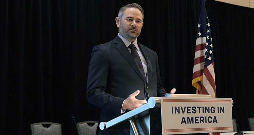 Water Authority General Manager Dan Denham speaks at the Dec. 13 signing ceremony in Las Vegas, supporting a set of agreements to sustain the Colorado River and save money for San Diego County water ratepayers. Photo: San Diego County Water Authority historic agreement