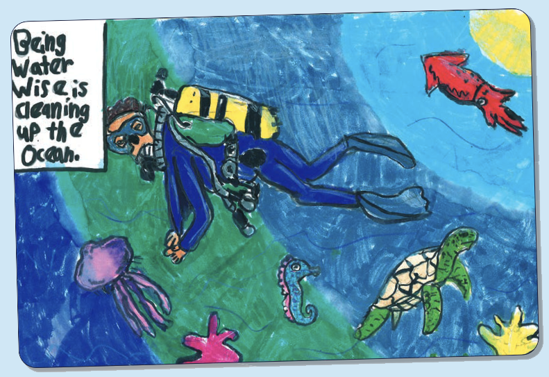 Hayley Novotny's winning student artwork represents the Padre Dam Municipal Water District in the 2024 calendar.