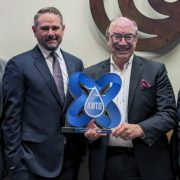 (L to R) Chuck Greely, CWEA president; Dan Denham, Water Authority General Manager; Mel Katz, Water Authority Board of Directors chairman; and Sue Mosburg, executive director of CA-NV-AWWA, with the Advanced Water Treatment Champion award at the November Board of Directors meeting. Photo: San Diego County Water Authority leadership in training