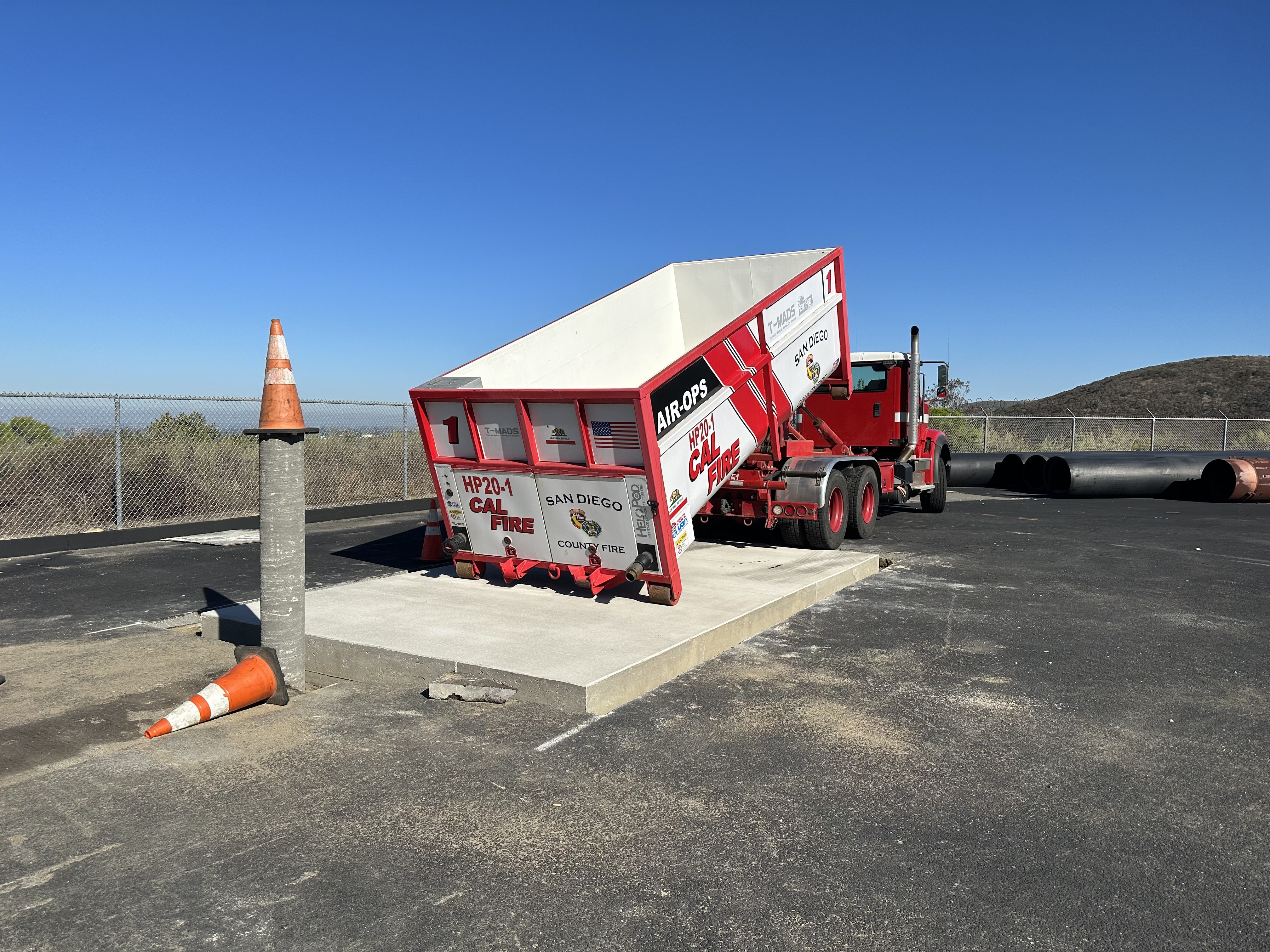 Vallecitos Water District personnel install the HeloPod. Photo: Vallecitos Water District wildfire preparedness