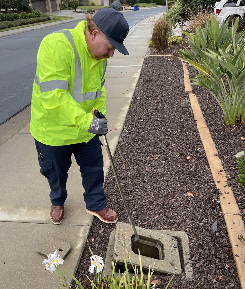 Vallecitos Water District intern Logan Crawford assists with residential water meter readings. Photo: Vallecitos Water District 