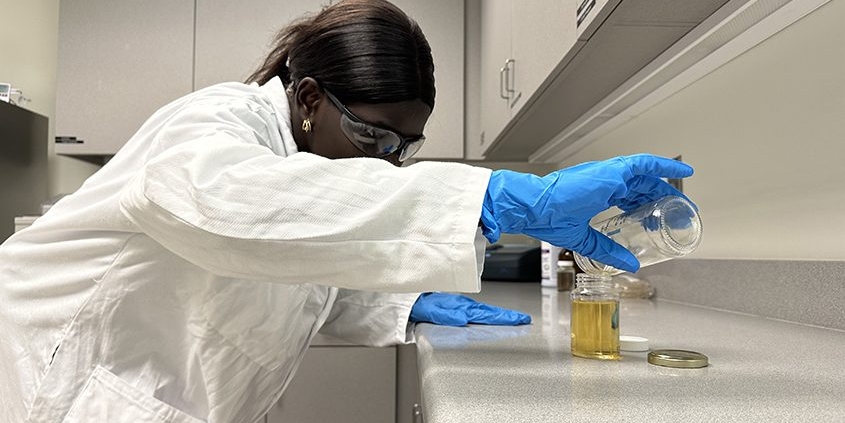 Vallecitos Water District intern Phlavia Oryem works in the testing lab as part of the program. Photo: Vallecitos Water District internship program