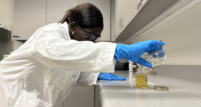 Vallecitos Water District intern Phlavia Oryem works in the testing lab as part of the program. Photo: Vallecitos Water District internship program