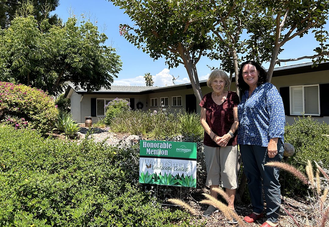 Patricia Jablonski (left) with friend Kay Campbell. The women worked together on Patricia's Honorable Mention landscape project. Photo: City of Escondido