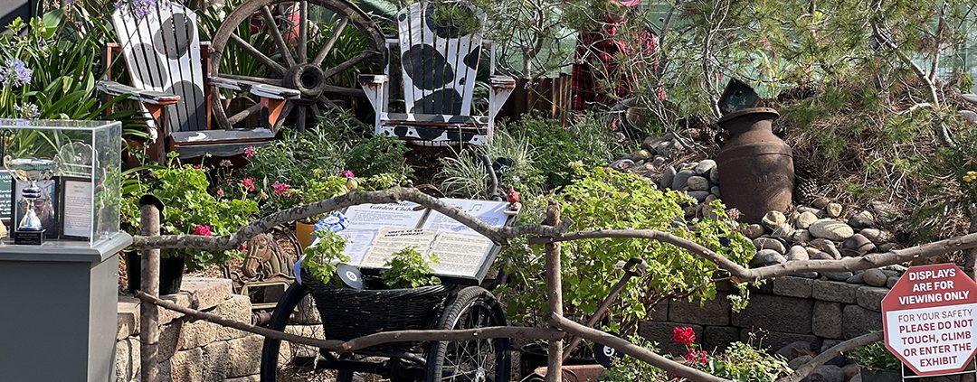 The Bonita Organic Garden Club received multiple awards for its 'Singing Cowgirls' garden, which features a beautifully rustic sustainable garden. Photo: San Diego County Water Authority Landscape Exhibits