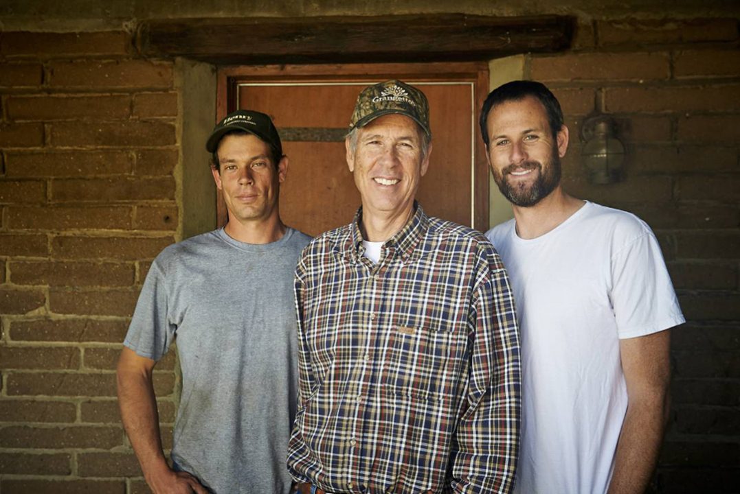 (L to R) Tim Lyall, 2023 Farmer of the Year Warren Lyall, and Andy Lyall. Photo: Courtesy Cultivate California
