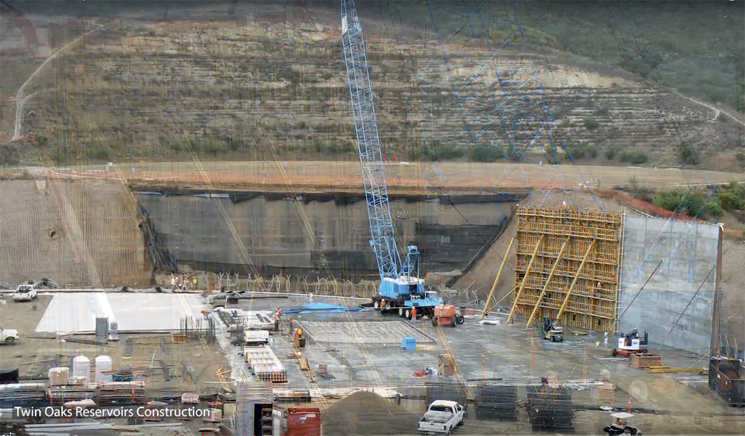 The Twin Oaks Valley Reservoir under constriction. Photo: Vallecitos Water District