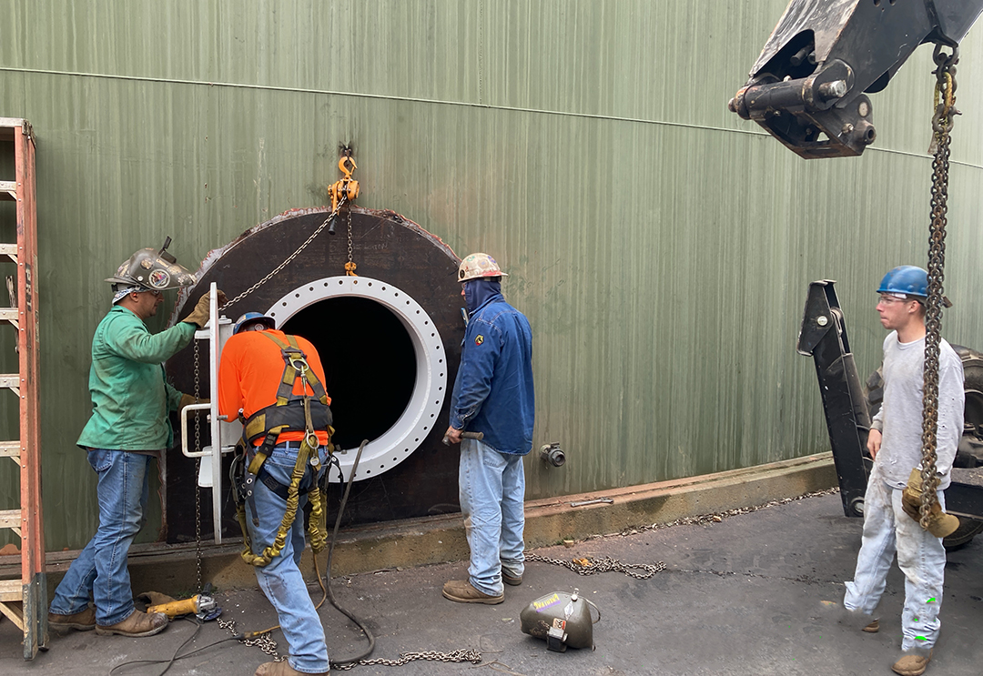Access points such as this tank door were improved for ease of access and worker safety. Photo: Vallecitos Water District