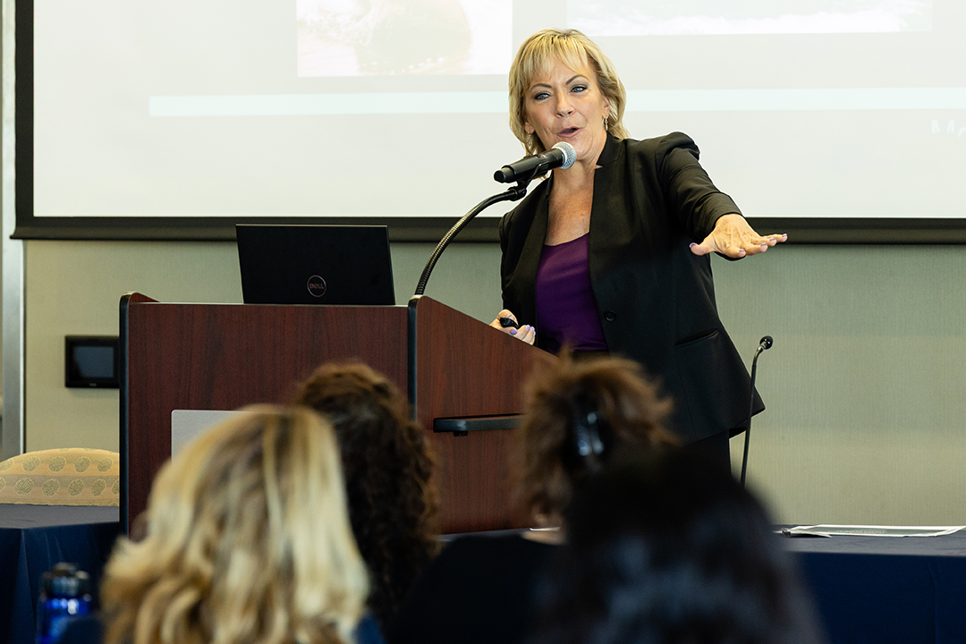 Olivenhain Municipal Water District General Manager Kimberly Thorner talk about advancing in your career at the 2025 Women In Water Conference. Photo: San Diego County Water Authority