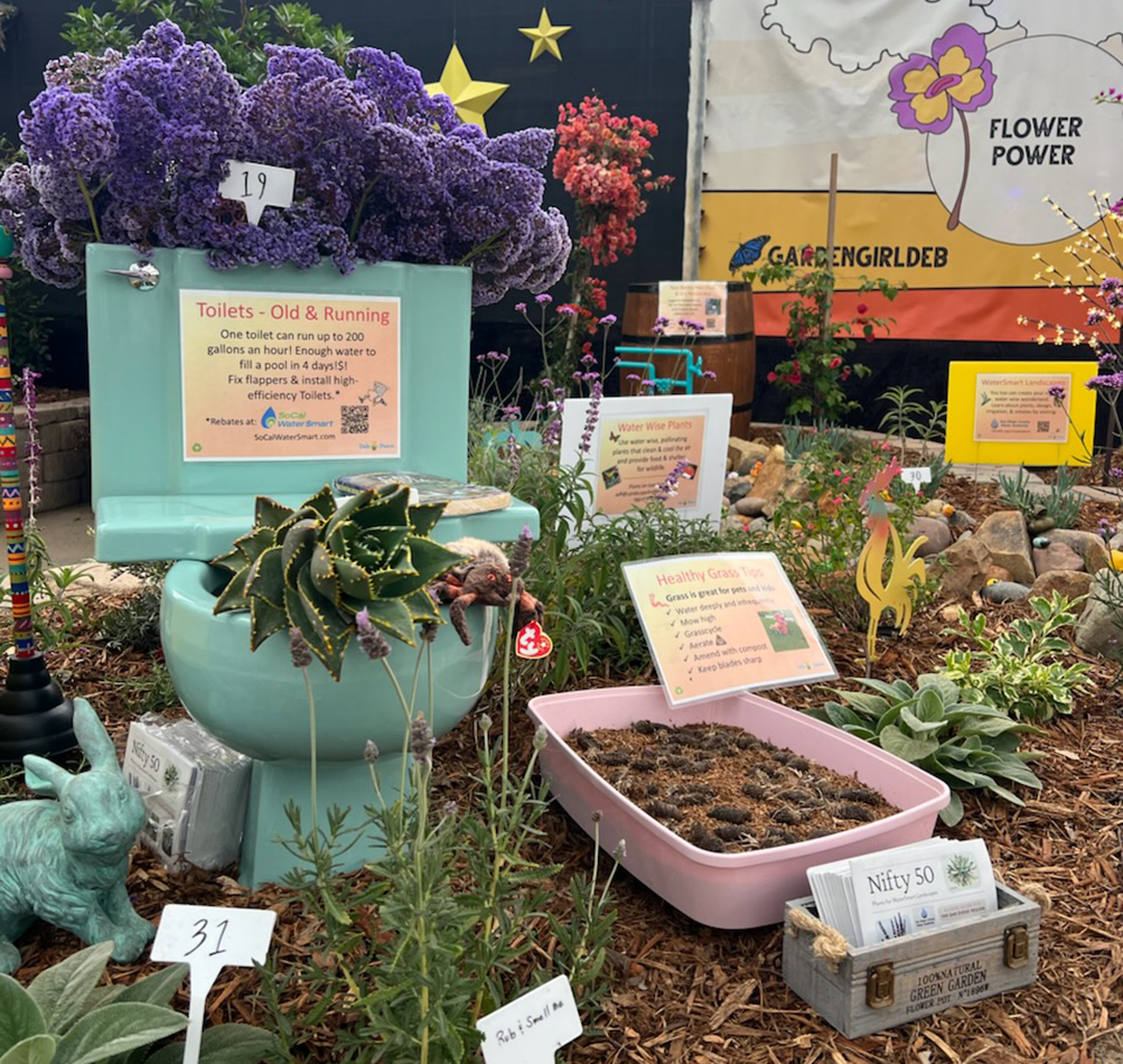 Humorous elements have a serious message about watersmart landscaping techniques. Photo: San Diego County Water Authority County Fair